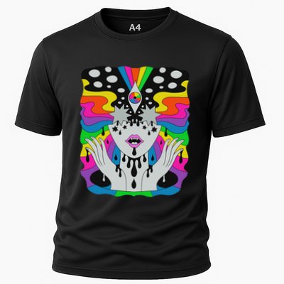 Colorful Psychedelic Girl Trippy Abstract Third Eye Vision Performance Shirt