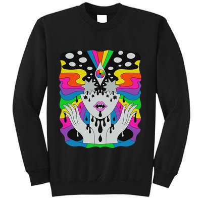 Colorful Psychedelic Girl Trippy Abstract Third Eye Vision Sweatshirt