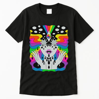 Colorful Psychedelic Girl Trippy Abstract Third Eye Vision Tall T-Shirt