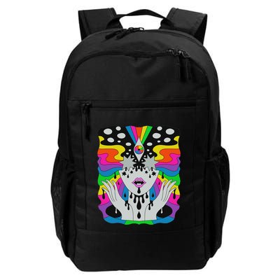 Colorful Psychedelic Girl Trippy Abstract Third Eye Vision Backpack