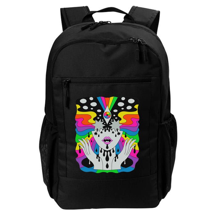 Colorful Psychedelic Girl Trippy Abstract Third Eye Vision Backpack