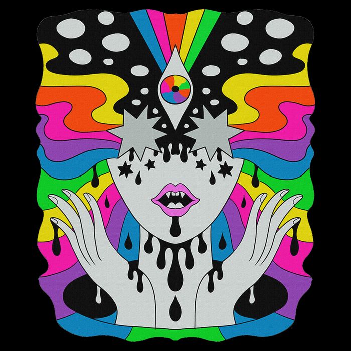 Colorful Psychedelic Girl Trippy Abstract Third Eye Vision Backpack