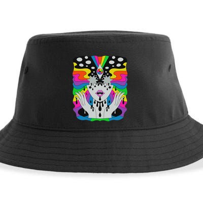Colorful Psychedelic Girl Trippy Abstract Third Eye Vision Sustainable Bucket Hat