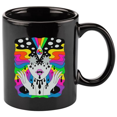 Colorful Psychedelic Girl Trippy Abstract Third Eye Vision 11oz C Handle Ceramic Mug