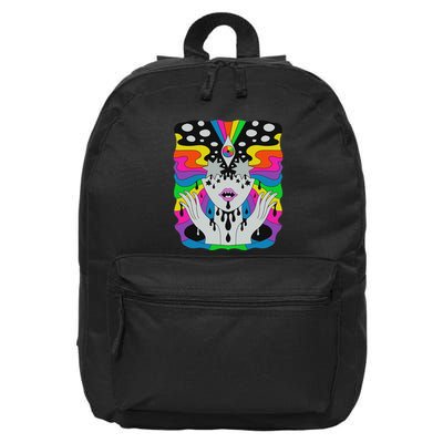 Colorful Psychedelic Girl Trippy Abstract Third Eye Vision 16 in Basic Backpack