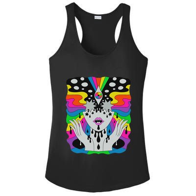 Colorful Psychedelic Girl Trippy Abstract Third Eye Vision Ladies PosiCharge Competitor Racerback Tank