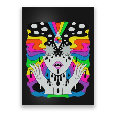 Colorful Psychedelic Girl Trippy Abstract Third Eye Vision Poster