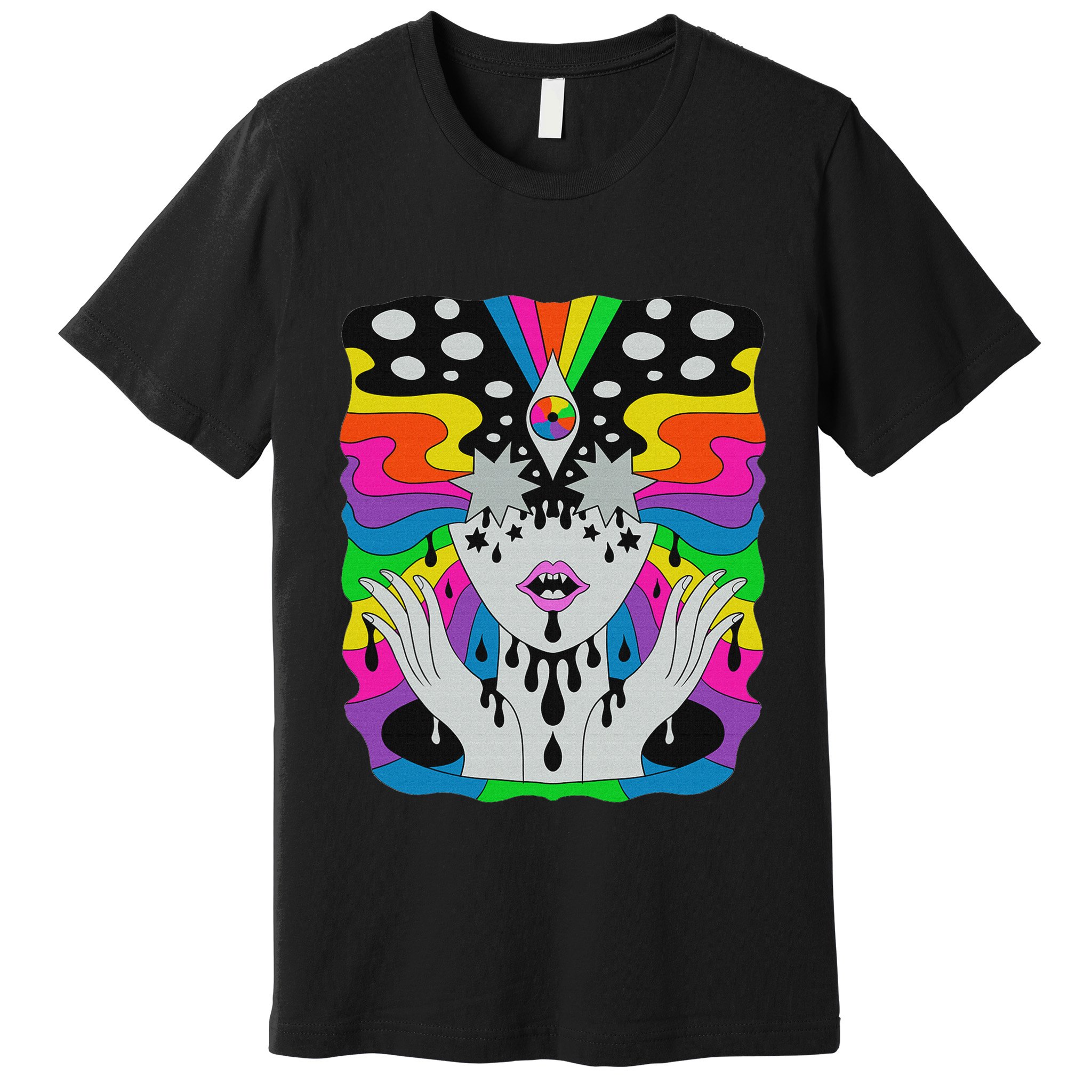Colorful Psychedelic Girl Trippy Abstract Third Eye Vision Premium T-Shirt