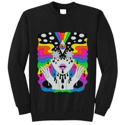 Colorful Psychedelic Girl Trippy Abstract Third Eye Vision Tall Sweatshirt