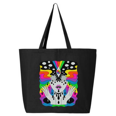 Colorful Psychedelic Girl Trippy Abstract Third Eye Vision 25L Jumbo Tote