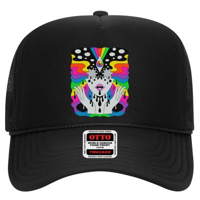 Colorful Psychedelic Girl Trippy Abstract Third Eye Vision Trucker Hat