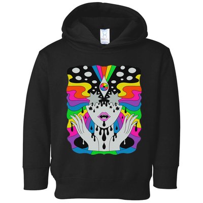 Colorful Psychedelic Girl Trippy Abstract Third Eye Vision Toddler Hoodie