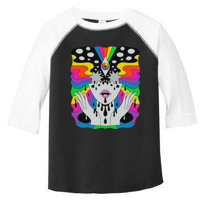 Colorful Psychedelic Girl Trippy Abstract Third Eye Vision Toddler Fine Jersey T-Shirt