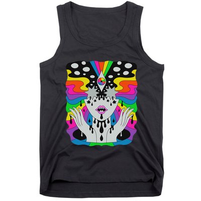 Colorful Psychedelic Girl Trippy Abstract Third Eye Vision Tank Top