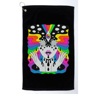 Colorful Psychedelic Girl Trippy Abstract Third Eye Vision Golf Towel