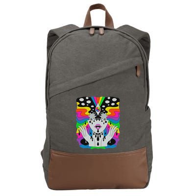 Colorful Psychedelic Girl Trippy Abstract Third Eye Vision Cotton Canvas Backpack