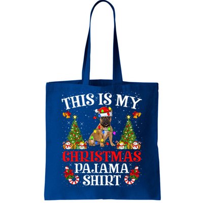 Christmas Pajama Gift Lighting Santa French Bulldog Xmas Gift Tote Bag