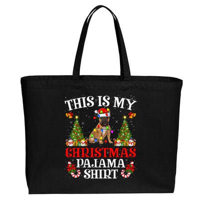 Christmas Pajama Gift Lighting Santa French Bulldog Xmas Gift Cotton Canvas Jumbo Tote