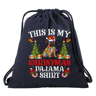 Christmas Pajama Gift Lighting Santa French Bulldog Xmas Gift Drawstring Bag