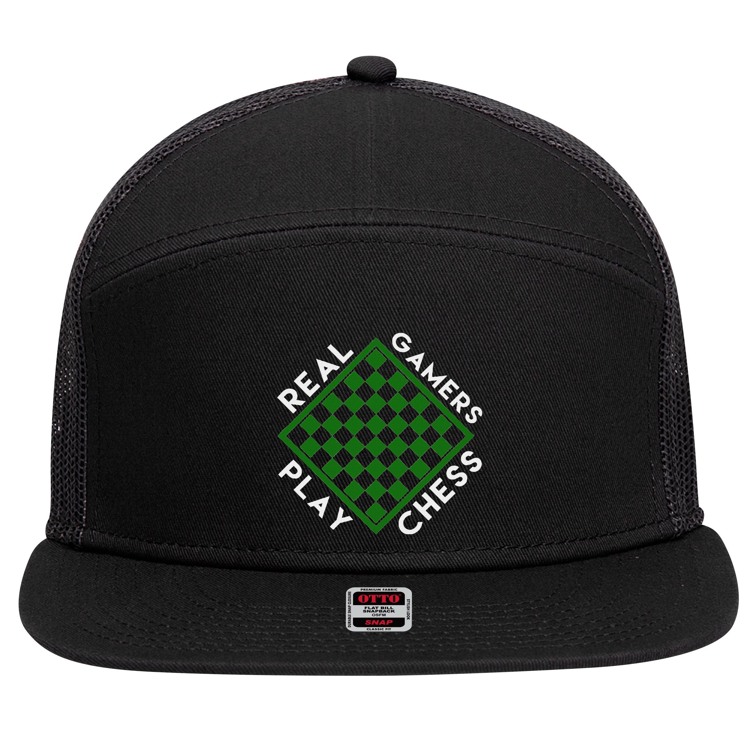 Chess Player Gift Real Gamers Play Chess 7 Panel Mesh Trucker Snapback Hat