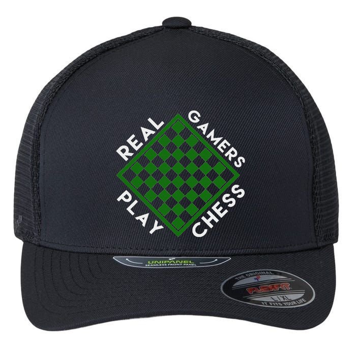 Chess Player Gift Real Gamers Play Chess Flexfit Unipanel Trucker Cap