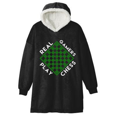Chess Player Gift Real Gamers Play Chess Hooded Wearable Blanket