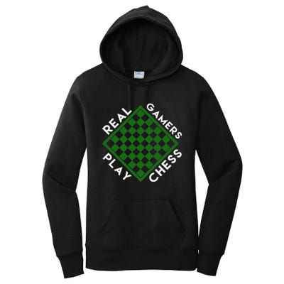 Chess Player Gift Real Gamers Play Chess Women's Pullover Hoodie