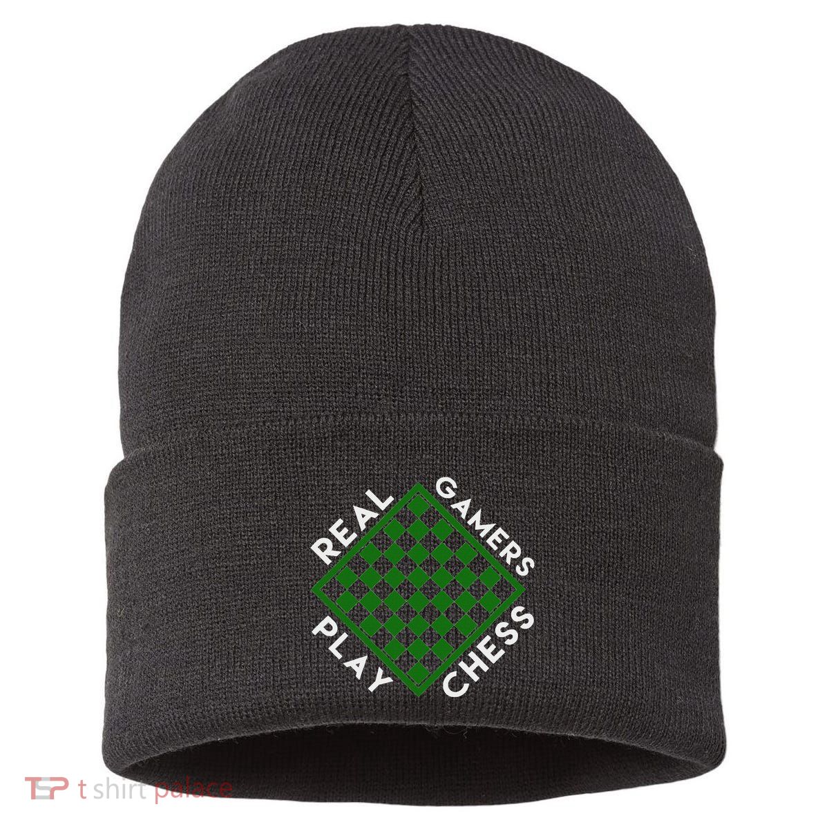 Chess Player Gift Real Gamers Play Chess Sustainable Knit Beanie