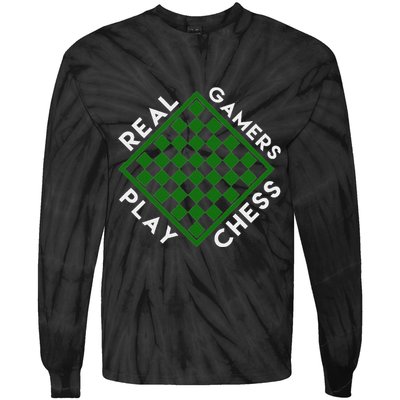 Chess Player Gift Real Gamers Play Chess Tie-Dye Long Sleeve Shirt