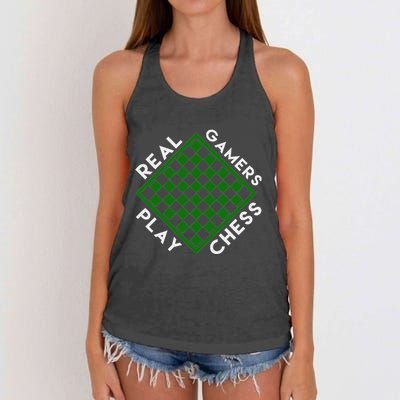 Chess Player Gift Real Gamers Play Chess Women's Knotted Racerback Tank