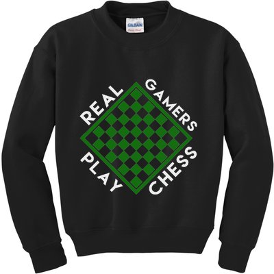 Chess Player Gift Real Gamers Play Chess Kids Sweatshirt