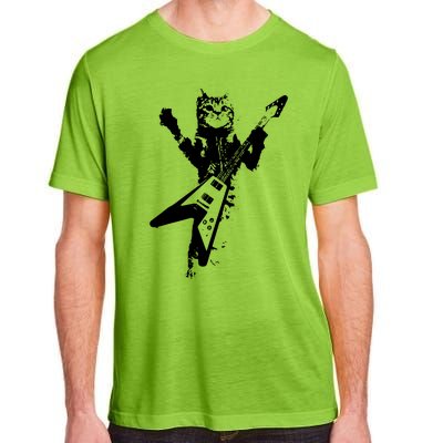 Cat Playing Guitar Musician Cat Lover Great Adult ChromaSoft Performance T-Shirt