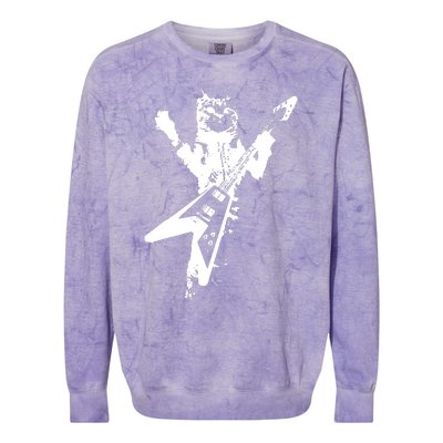 Cat Playing Guitar Musician Cat Lover Great Colorblast Crewneck Sweatshirt