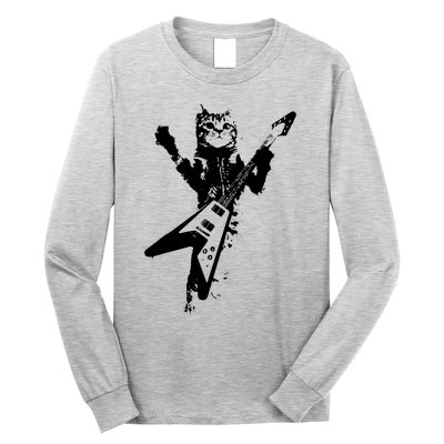 Cat Playing Guitar Musician Cat Lover Great Long Sleeve Shirt