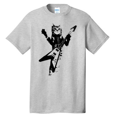 Cat Playing Guitar Musician Cat Lover Great Tall T-Shirt