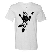 Cat Playing Guitar Musician Cat Lover Great V-Neck T-Shirt