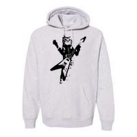 Cat Playing Guitar Musician Cat Lover Great Premium Hoodie