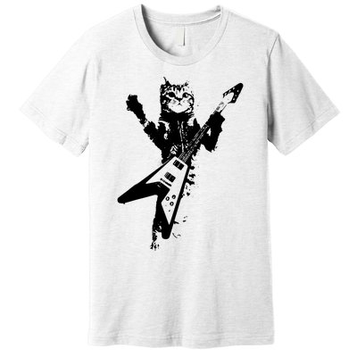 Cat Playing Guitar Musician Cat Lover Great Premium T-Shirt