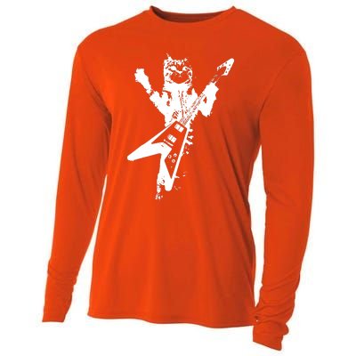 Cat Playing Guitar Musician Cat Lover Great Cooling Performance Long Sleeve Crew