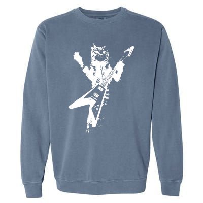 Cat Playing Guitar Musician Cat Lover Great Garment-Dyed Sweatshirt