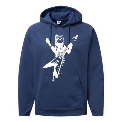 Cat Playing Guitar Musician Cat Lover Great Performance Fleece Hoodie