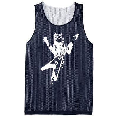 Cat Playing Guitar Musician Cat Lover Great Mesh Reversible Basketball Jersey Tank