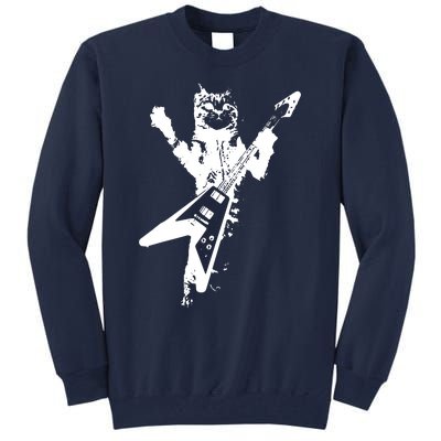 Cat Playing Guitar Musician Cat Lover Great Tall Sweatshirt