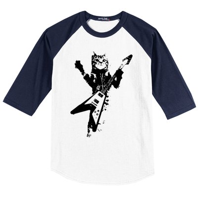 Cat Playing Guitar Musician Cat Lover Great Baseball Sleeve Shirt