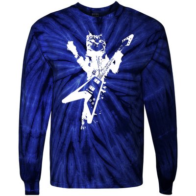 Cat Playing Guitar Musician Cat Lover Great Tie-Dye Long Sleeve Shirt