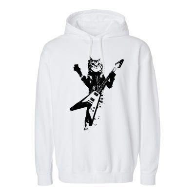 Cat Playing Guitar Musician Cat Lover Great Garment-Dyed Fleece Hoodie