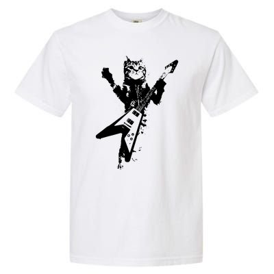 Cat Playing Guitar Musician Cat Lover Great Garment-Dyed Heavyweight T-Shirt