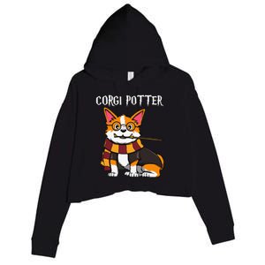 Corgi Potter Gift For Corgi Lovers Funny Pawter Dog Crop Fleece Hoodie