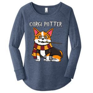 Corgi Potter Gift For Corgi Lovers Funny Pawter Dog Women's Perfect Tri Tunic Long Sleeve Shirt