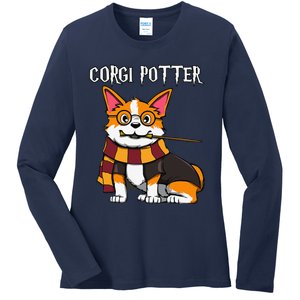 Corgi Potter Gift For Corgi Lovers Funny Pawter Dog Ladies Long Sleeve Shirt